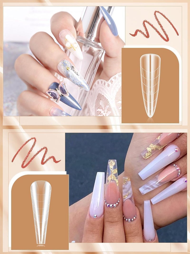 EBANKU 288PCS Poly Extension Gel Dual Nail Forms, Stiletto Coffin Acrylic Nail Forms for French Nails, 76PCS Duet System Dual Forms Sticker Silicone Pads, 6 Styles Scale for Manicure Extension - Image 3
